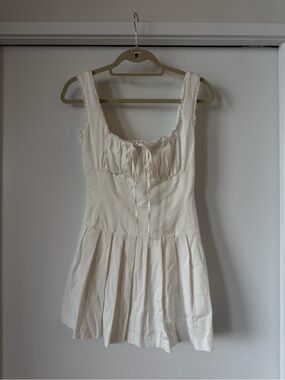 Meshki Cream Sleeveless Tie-Front Mini Dress